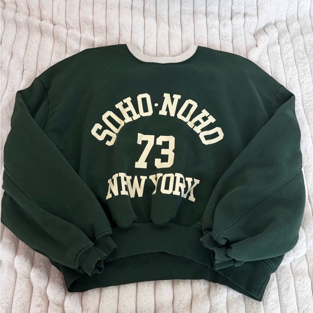 Zara Dark Green Crew Neck Sweater